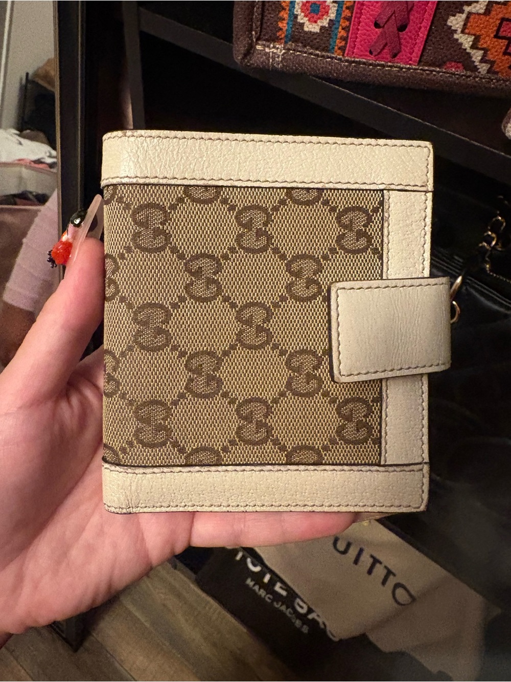 Gucci Cream Leather Small Snap-Closure Card Case